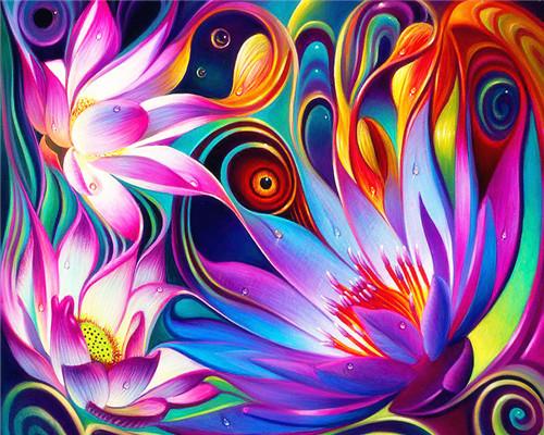 Abstract Colorful Flowers - Flowers Paint By Number