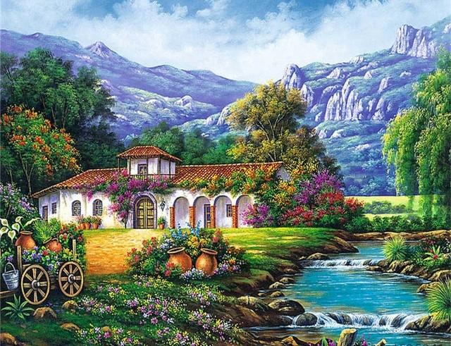 Beautiful Country House - Landscape Paint By Number