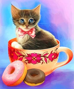 Cat In Coffee Cup Paint by numbers