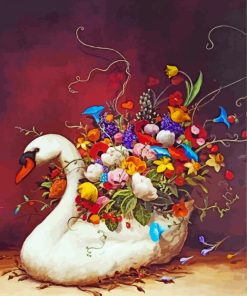 Floral Swan Bird Paint by numbers