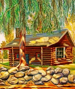 Old Log Cabin Paint by numbers