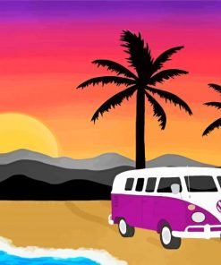 Purple Volkswagen Bus Paint by numbers