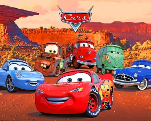 Lightning Mcqueen And Friends Paint by numbers